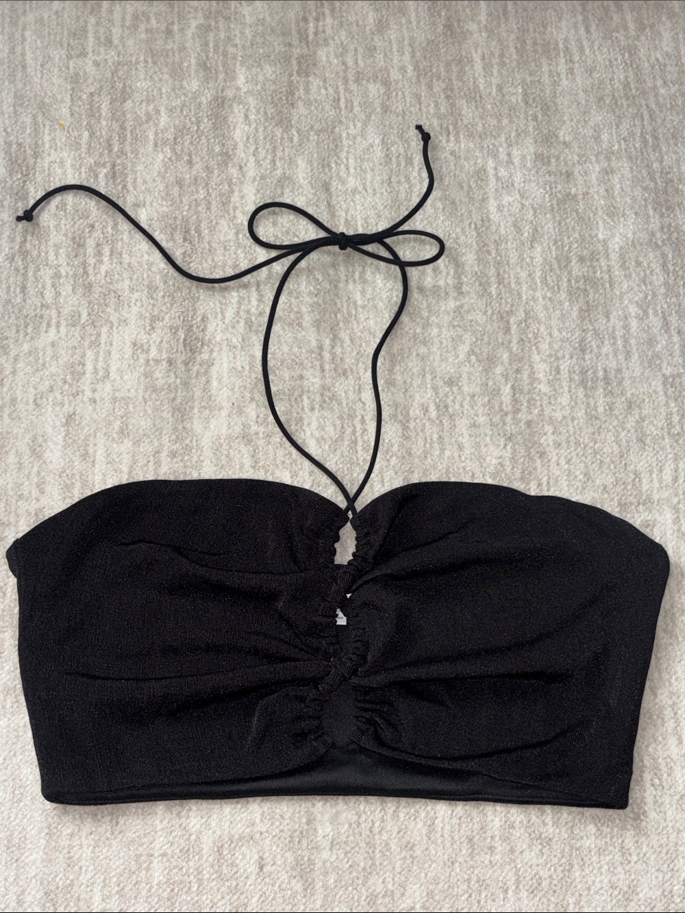 Black Ruched Bandeau Halter Top - Women